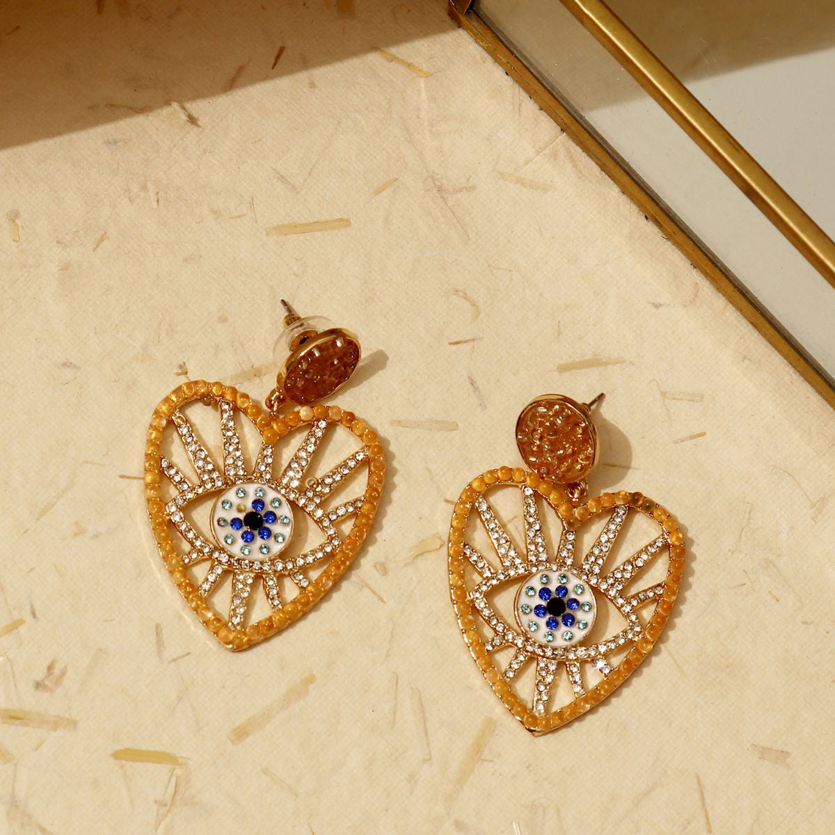 Buy Evil Eye Earrings With Swarovski Crystals Golden Shadow Online in India   Etsy