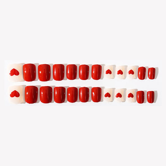 Red Heart Glossy Stick On Nails