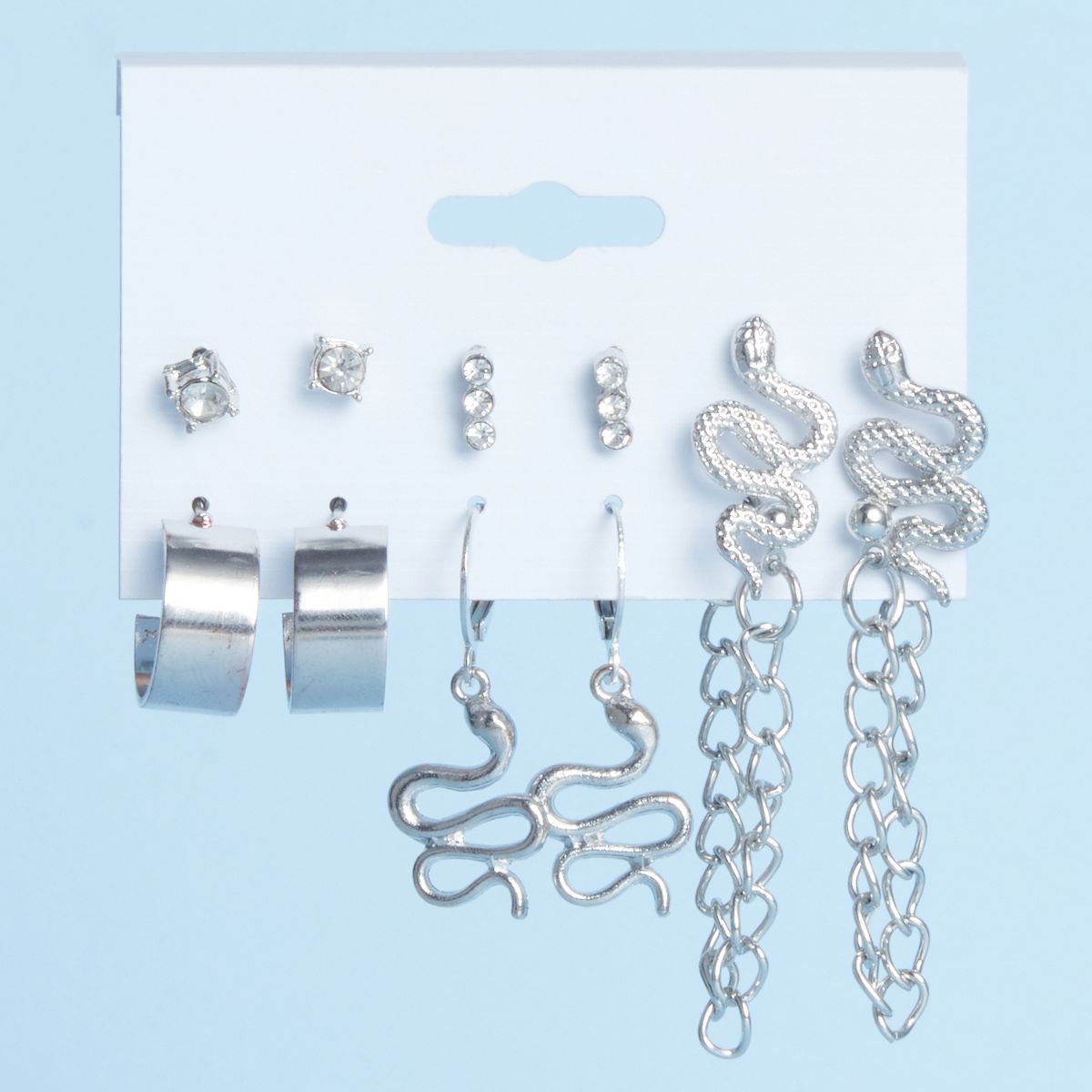 Pipa Bella by Nykaa Fashion Set of 6 Classy Silver Stud and Hoop Earrings Combo