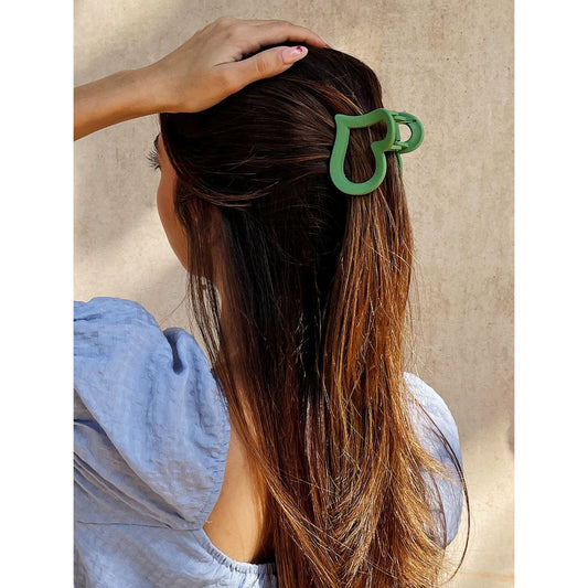 Sage Green Heart Hair Claw Clip