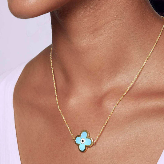 Pipa Bella Gold-Toned Flower Shaped Evil Eye Necklace