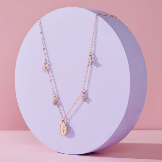 Pipa Bella by Nykaa Fashion Dainty Gold Plated Layered Necklace with Star Charms