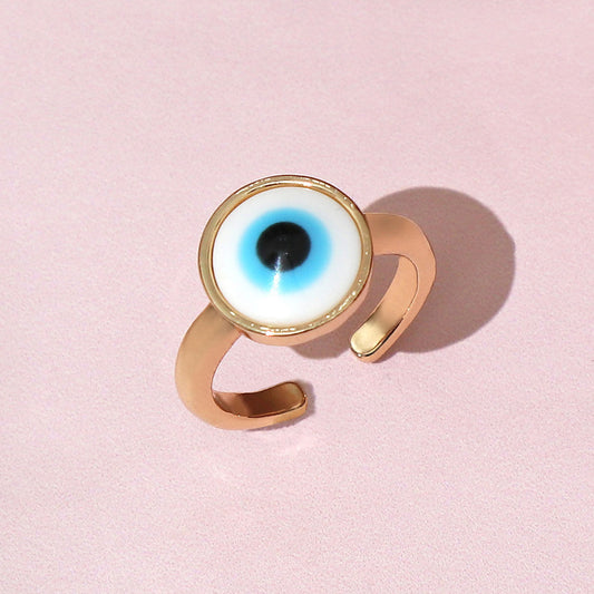 Turquoise and Gold Meenakari Evil Eye Ring