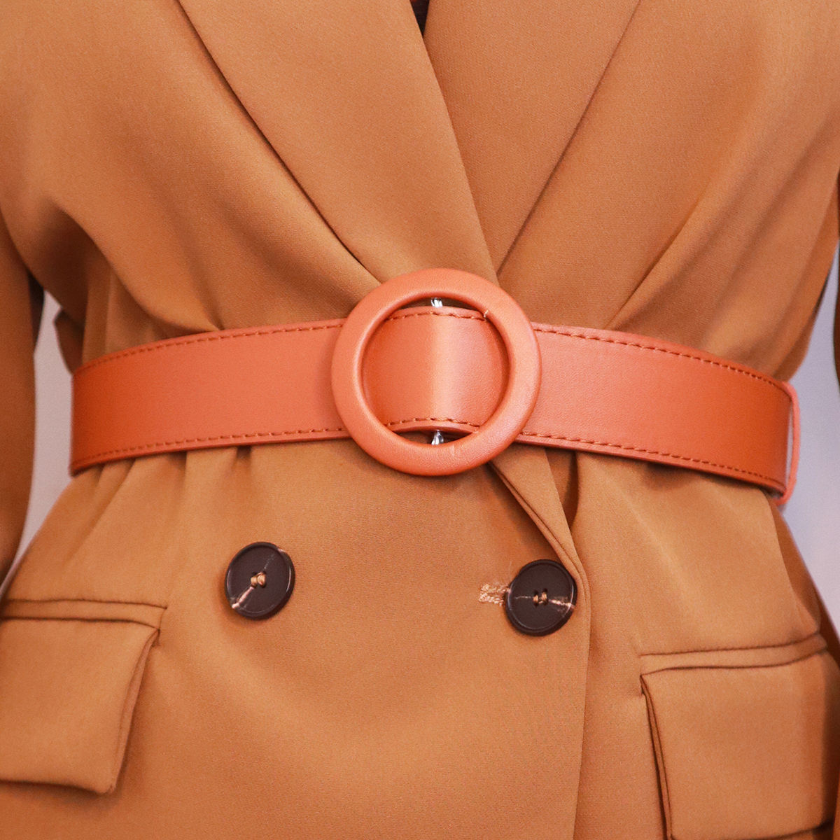 Brown Tone Faux Leather Belt
