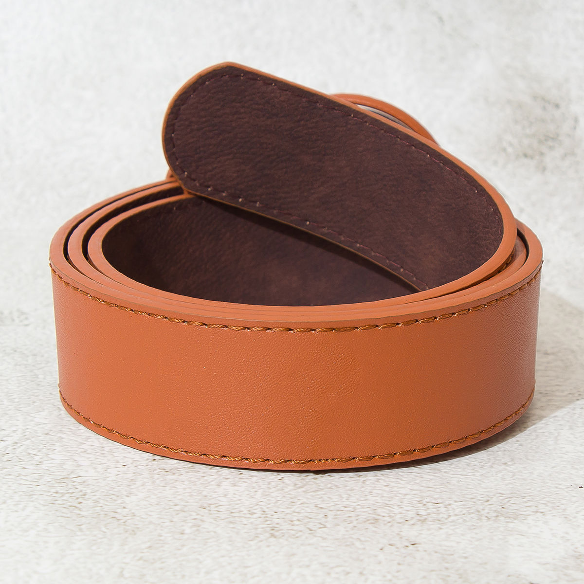 Brown Tone Faux Leather Belt