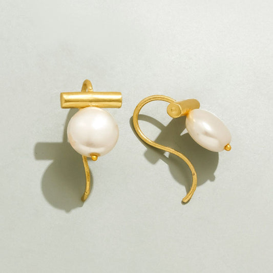 White Pearl Gold-Toned Earrings
