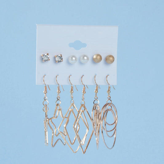 Pipa Bella by Nykaa Fashion Set of 6 Gold Lined Hoop and Stud Earrings Combo