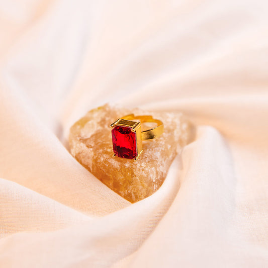 Red Square Crystal Bling Ring