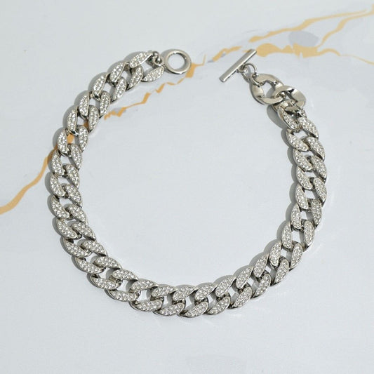 Silver Studded Link Chain Choker