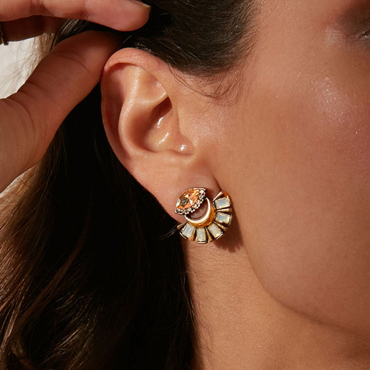 gold-toned half flower stud earrings
