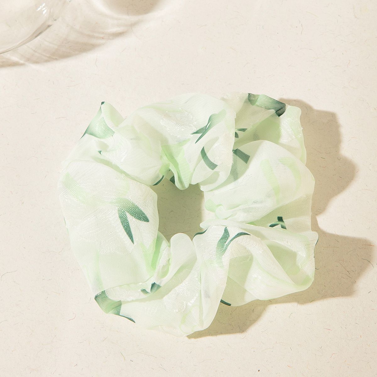 Elegant Green Printed Scrunchie