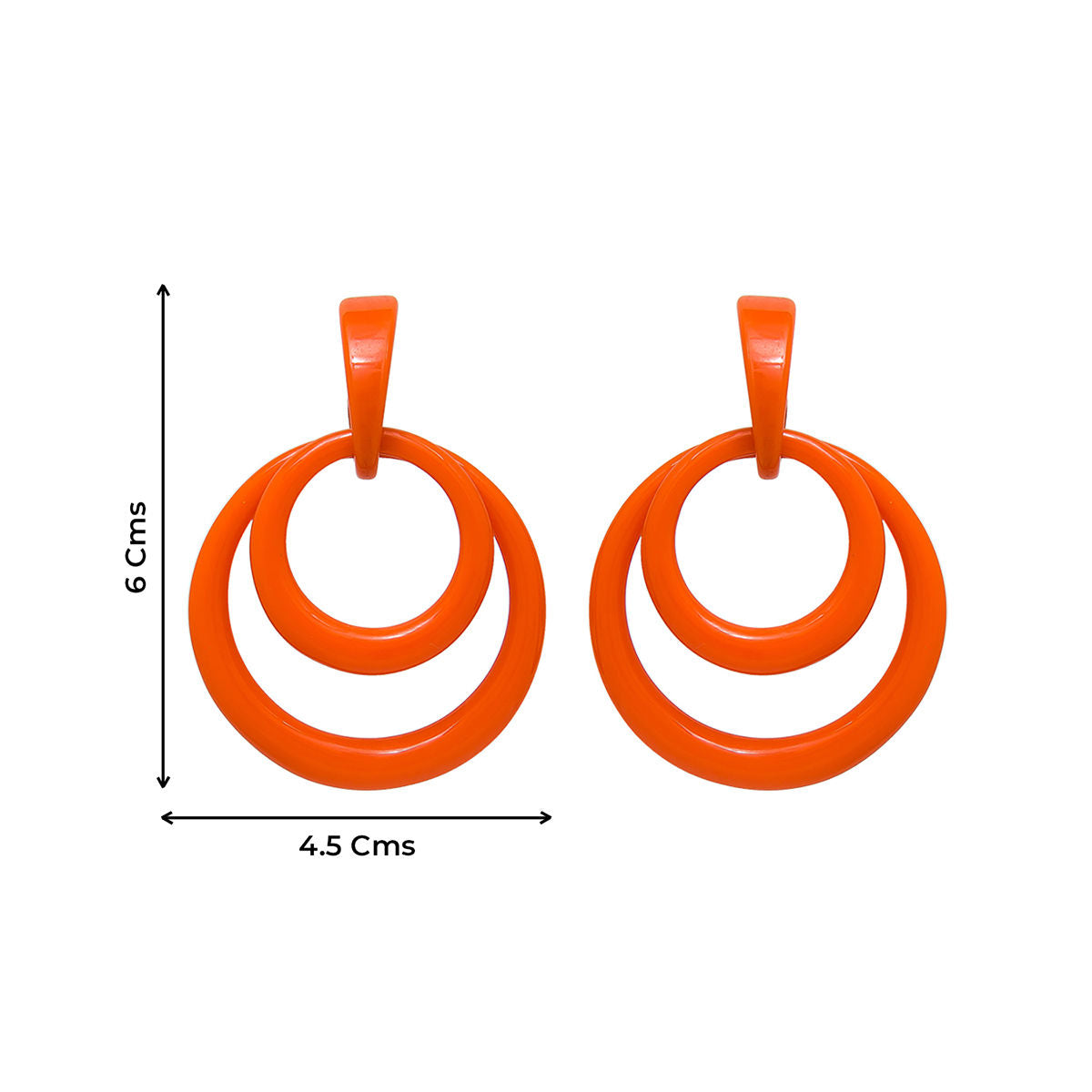 Contemporary Orange Double Circle Acrylic Earrings