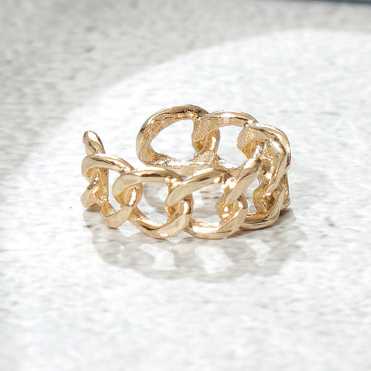 Solild Gold-Tone Chain Ring