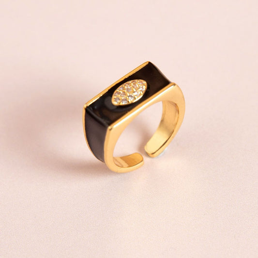 Black & Gold Studded Ring