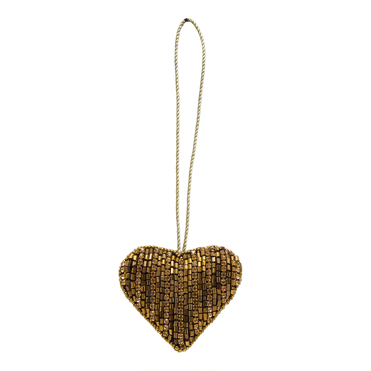 Beaded Heart Christmas Ornament with Studs