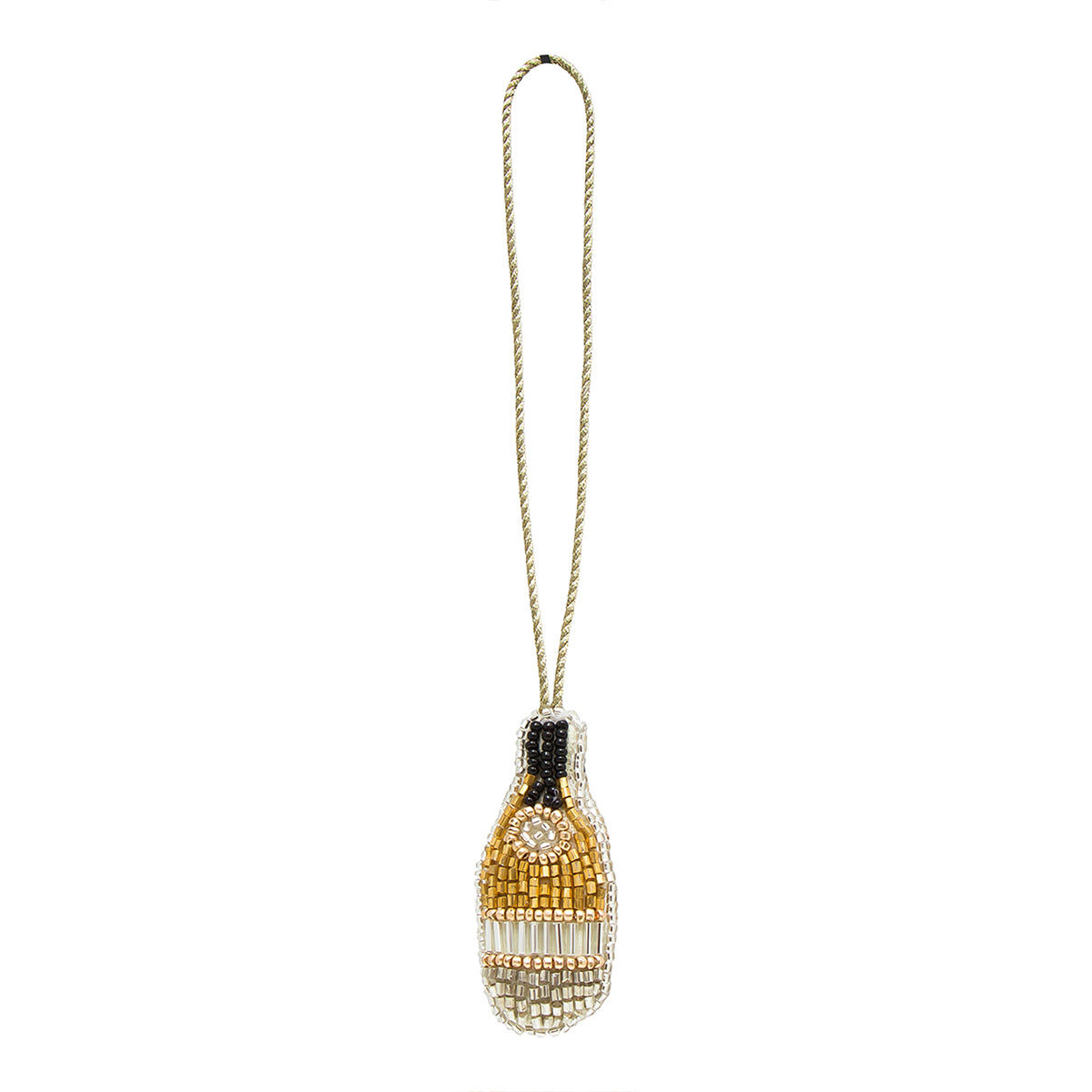 Beaded Champage Bottle Christmas Ornament with Studs