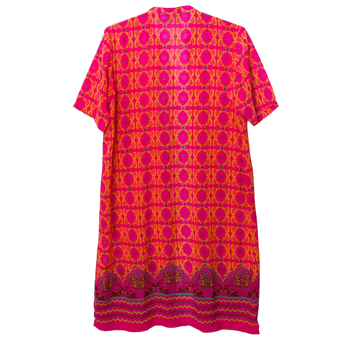 Pink and Yellow Printed Slip On Cover Up