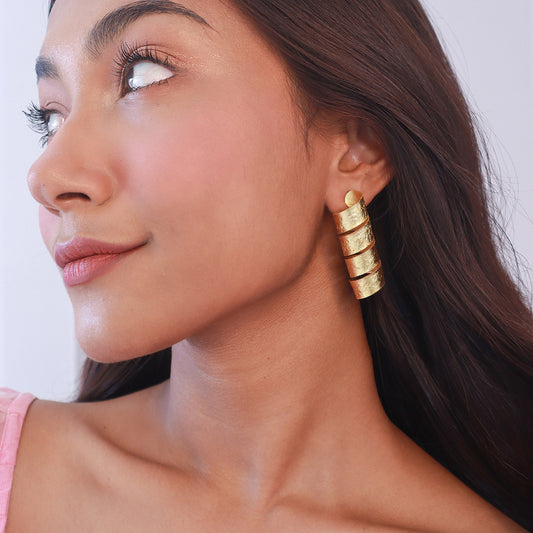 Festive Gold Spiral Dangler Earrings