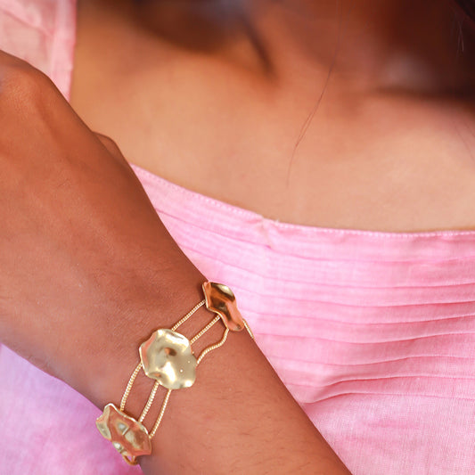 Contemporary Hammered Gold Festive Bracelet