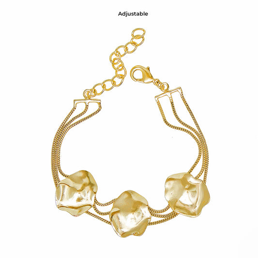Contemporary Hammered Gold Festive Bracelet