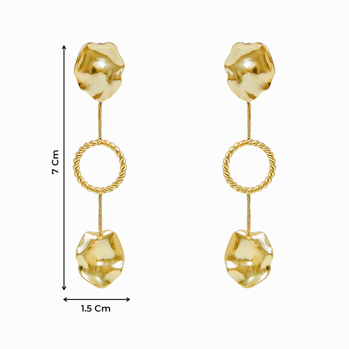 Contemporary Hammered Gold Disc Festive Dangler Earrings