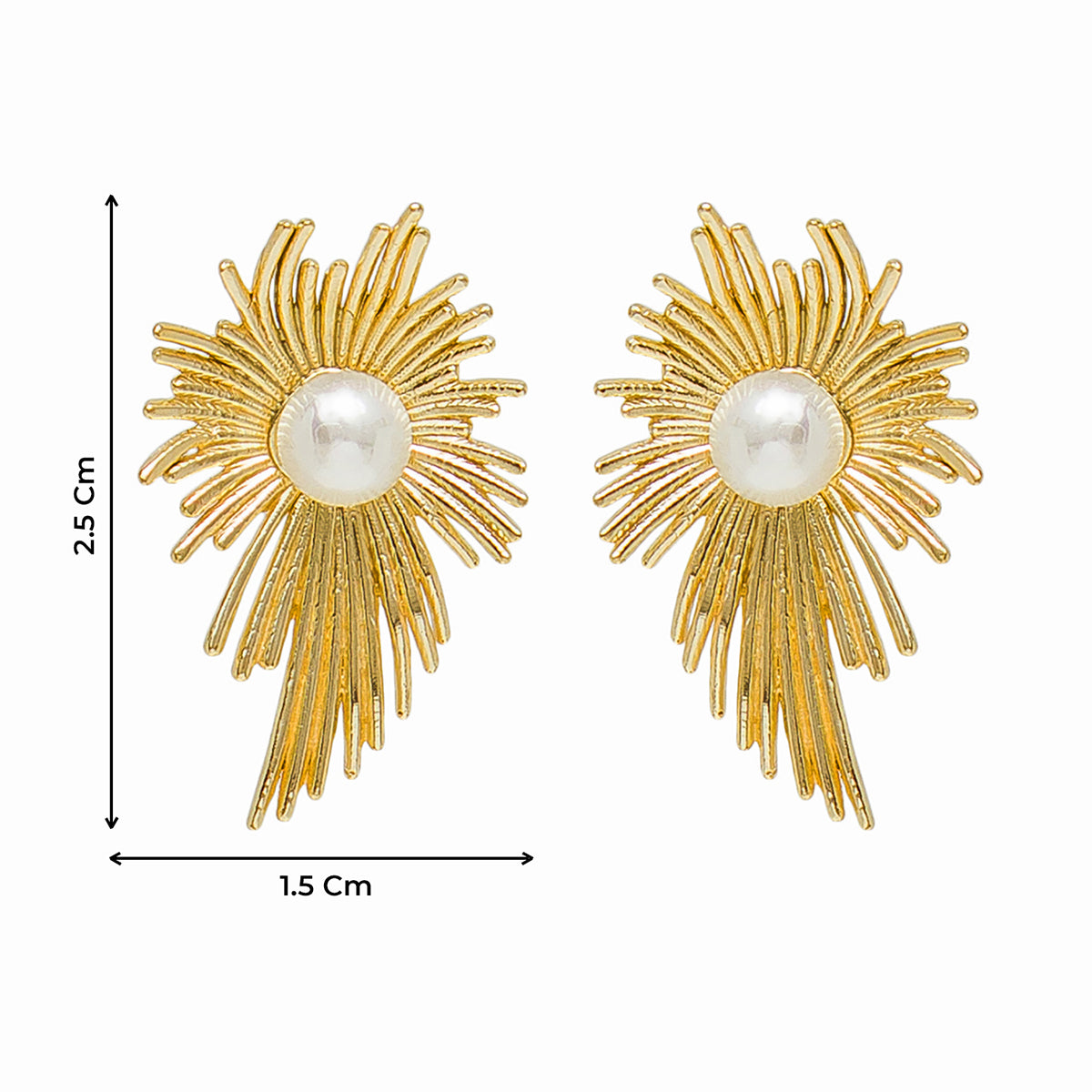 Festive Spikey Flora Gold Earrings with Pearls