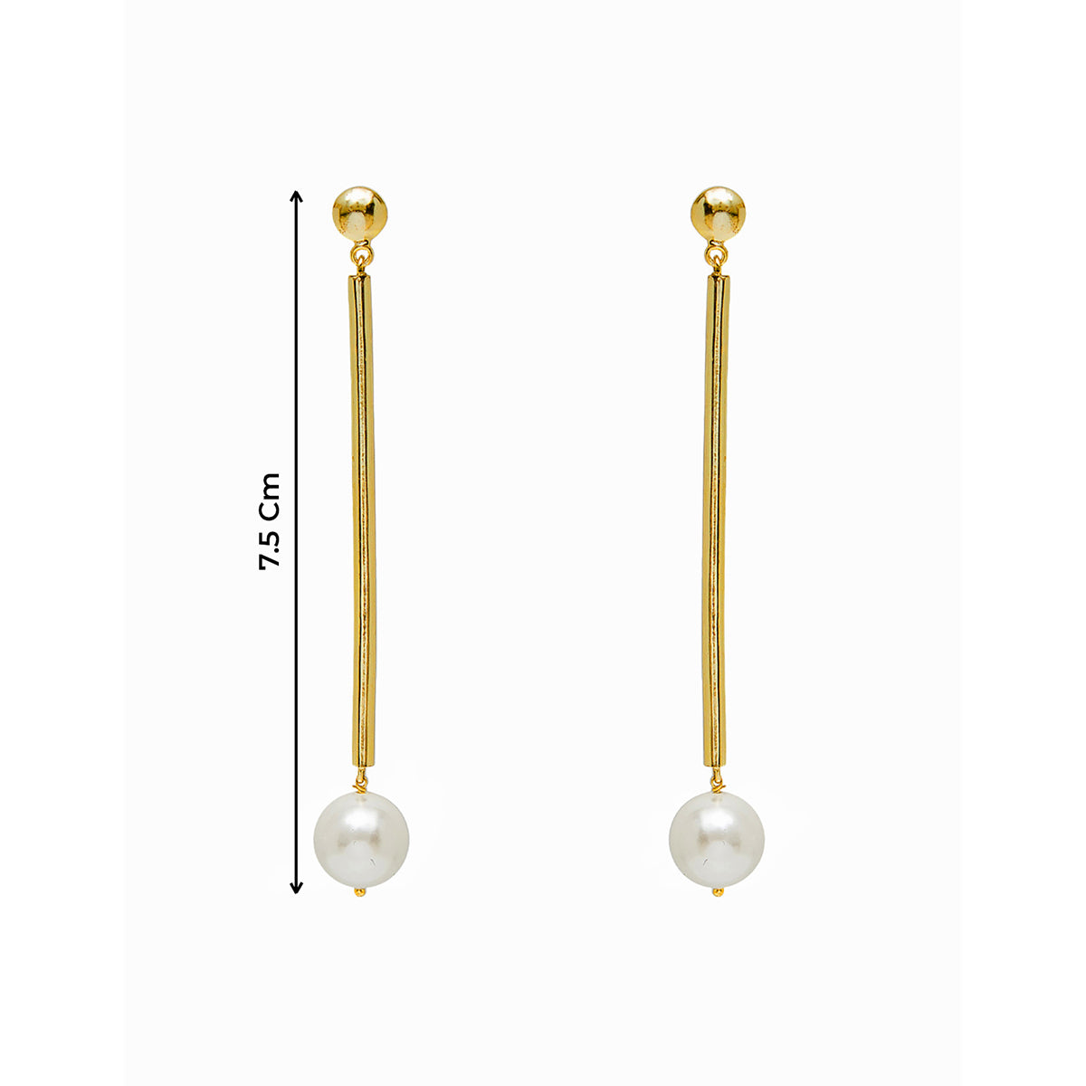 Festive Gold & Ivory Long Dangler Earrings with Pearls
