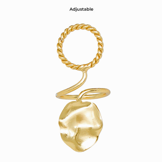 Contemporary Hammered Gold Festive Ring