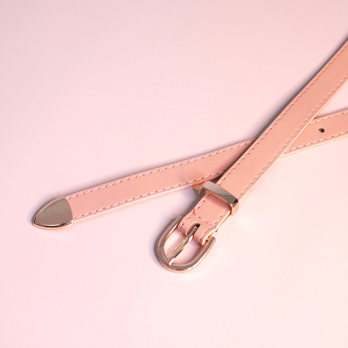 Beige With Gold Tone Thin Belt
