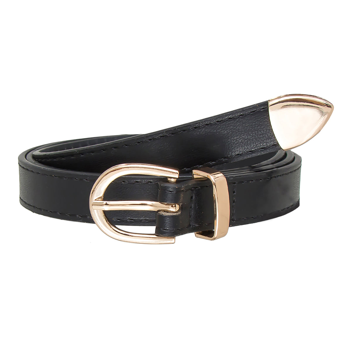 Black With Gold Tone Thin Belt
