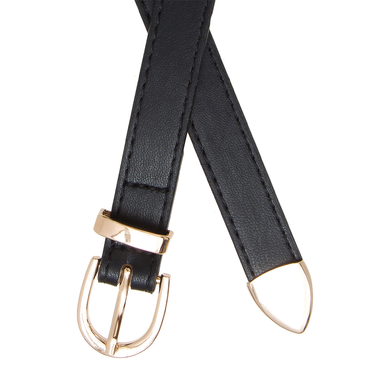 Black With Gold Tone Thin Belt