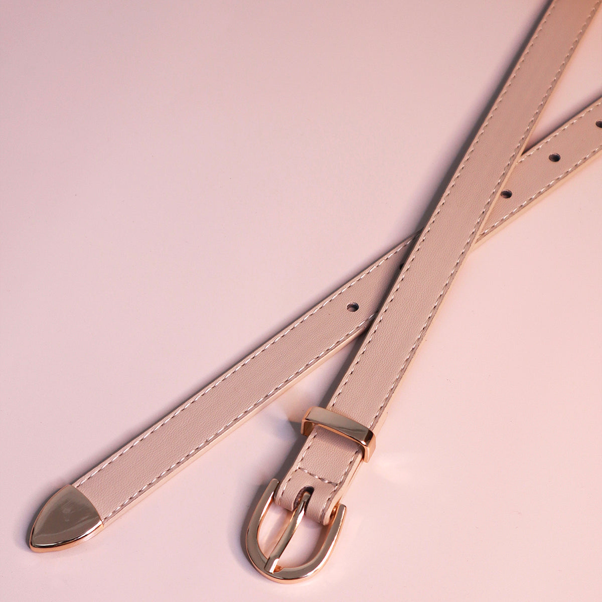 Grey With Gold Tone Thin Belt