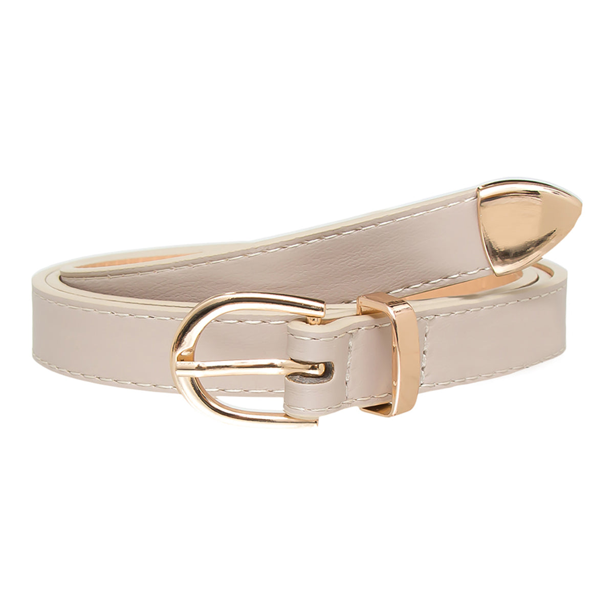 Grey With Gold Tone Thin Belt