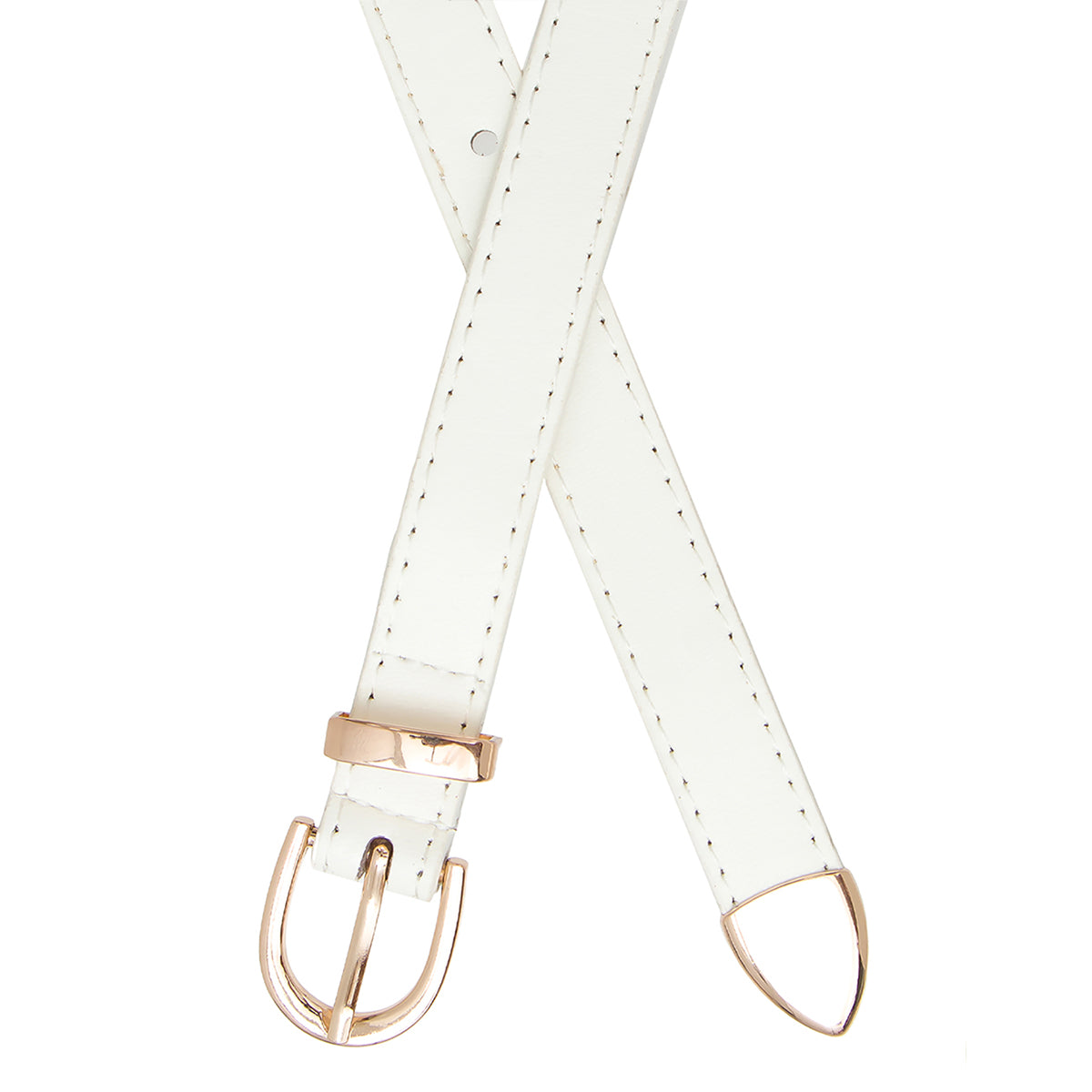 White With Gold Tone Thin Belt
