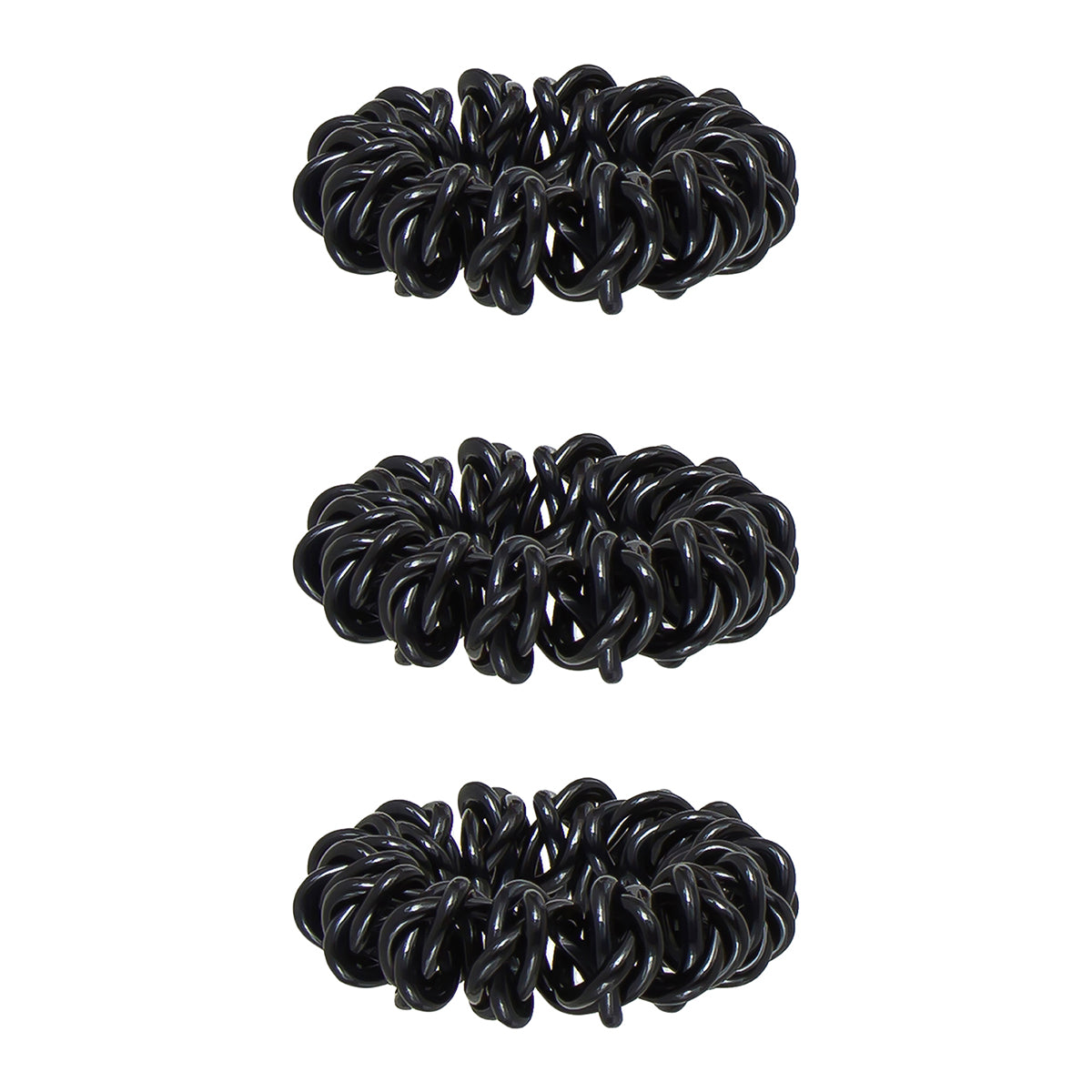 Set Of 3 Three Strand Black Wired Hair Ties