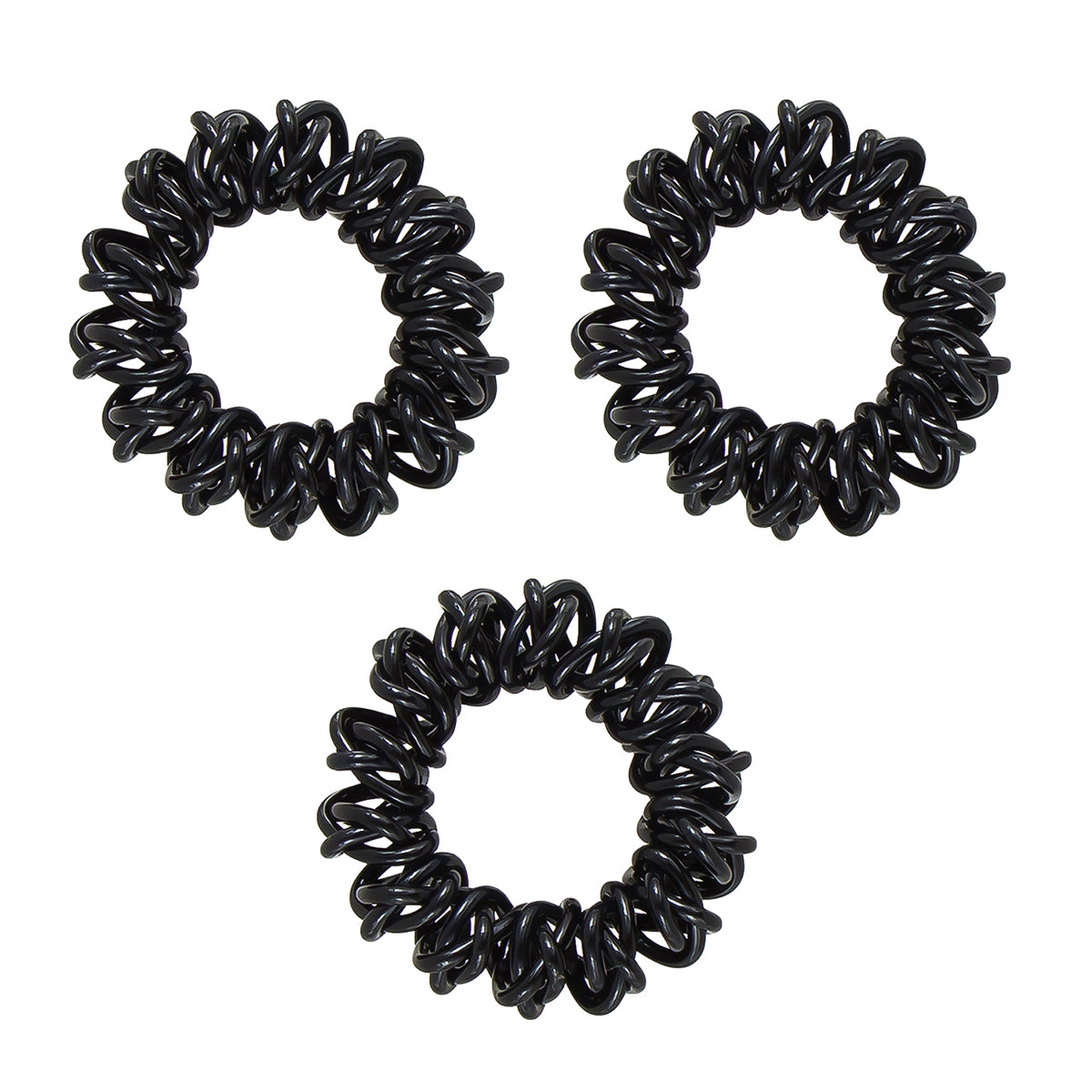 Set Of 3 Three Strand Black Wired Hair Ties