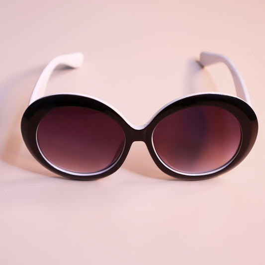 Statement Black and White Rounded Sunglasses