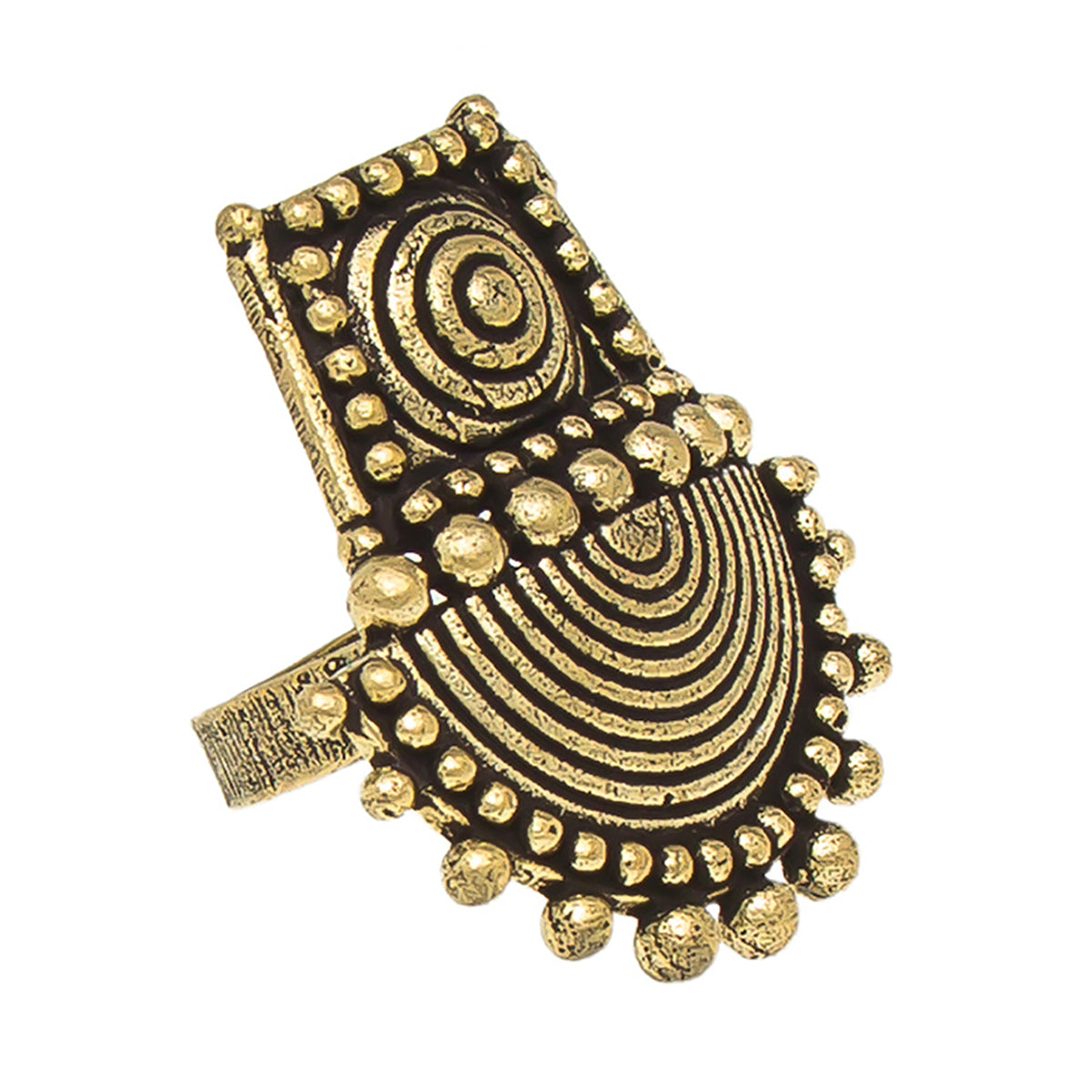 Festive Gold Textured Temple Ring