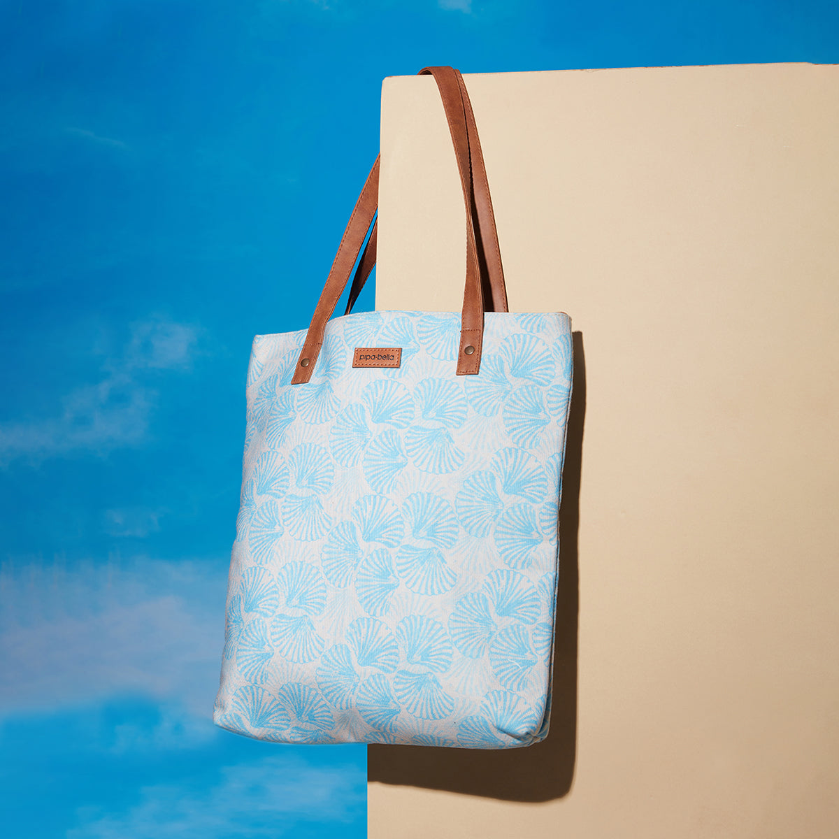 Beachy Blue & Grey Floral Amelia Tote Bag