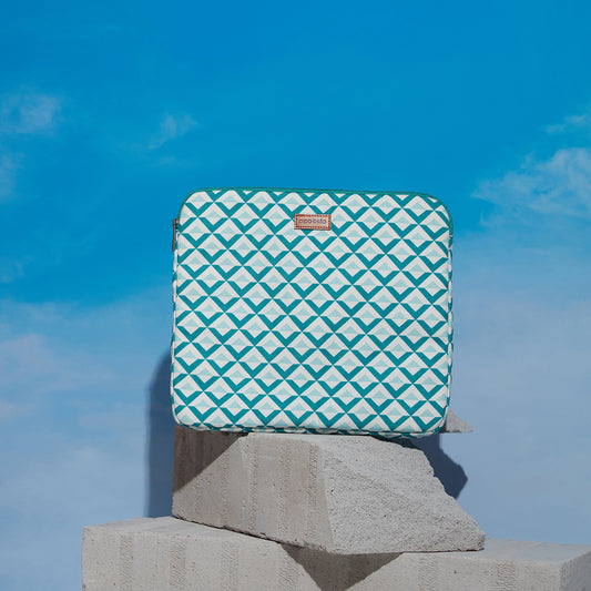 Quirky Teal Blue Geometric Jane Laptop Sleeve