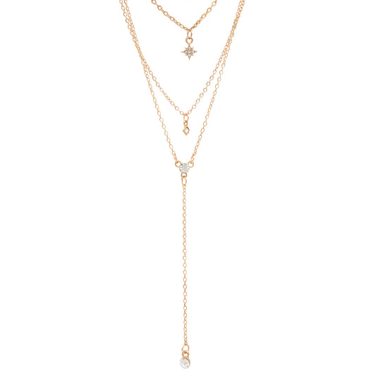 Minimal Pearl Layered Lariat Necklace