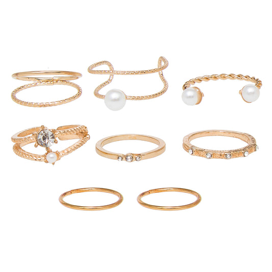 Set of 12 Dainty Gold Plated Rings Combo