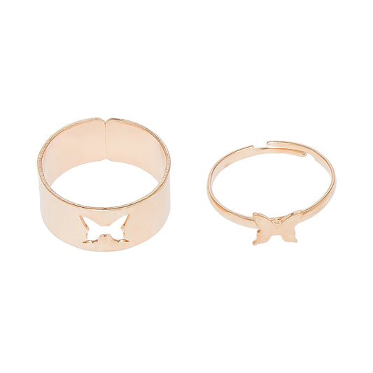 Set of 2 Gold Plated Butterfly Rings Combo