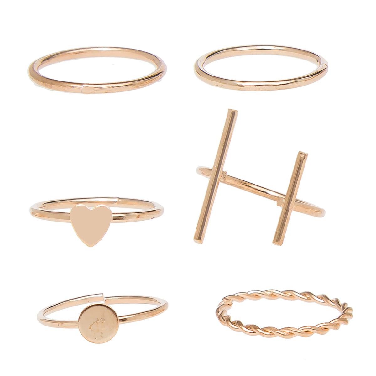 Set of 5 Elegant Gold Plated Rings Combo
