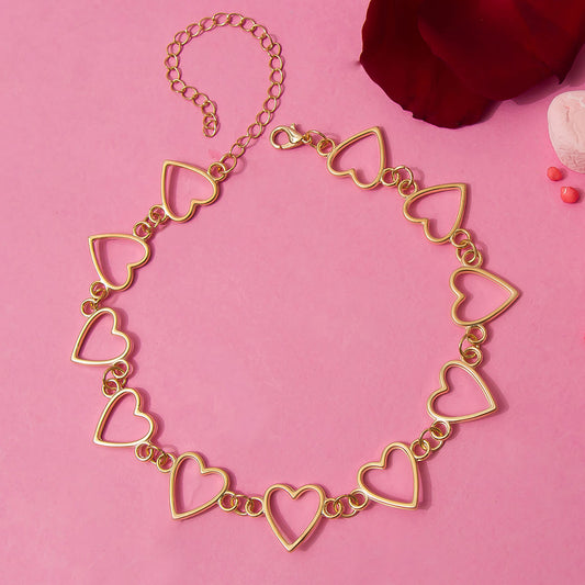 Chic Gold toned Heart Choker Necklace