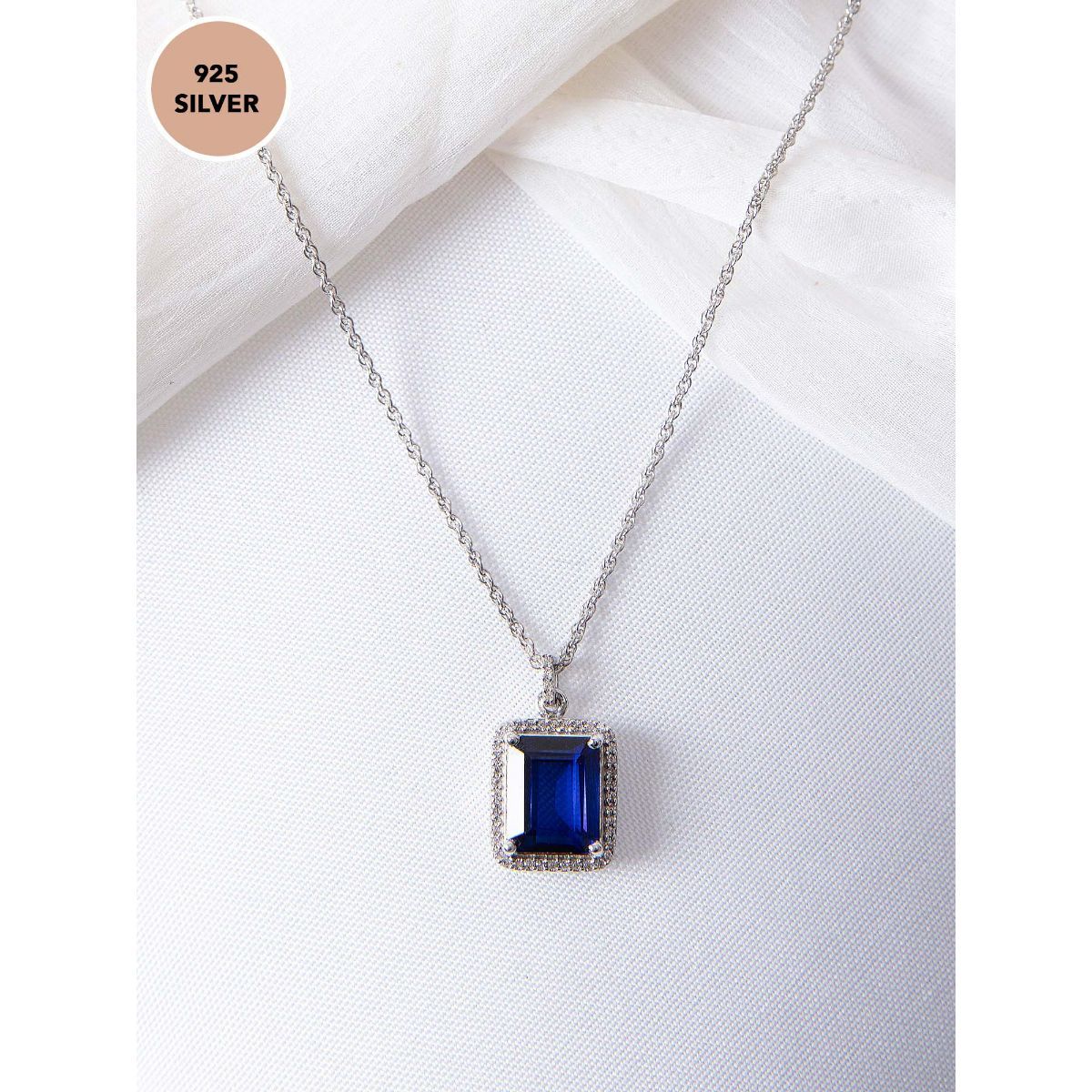 Dew by PB Sterling Silver Cubic Zirconia Midnight Blue Necklace