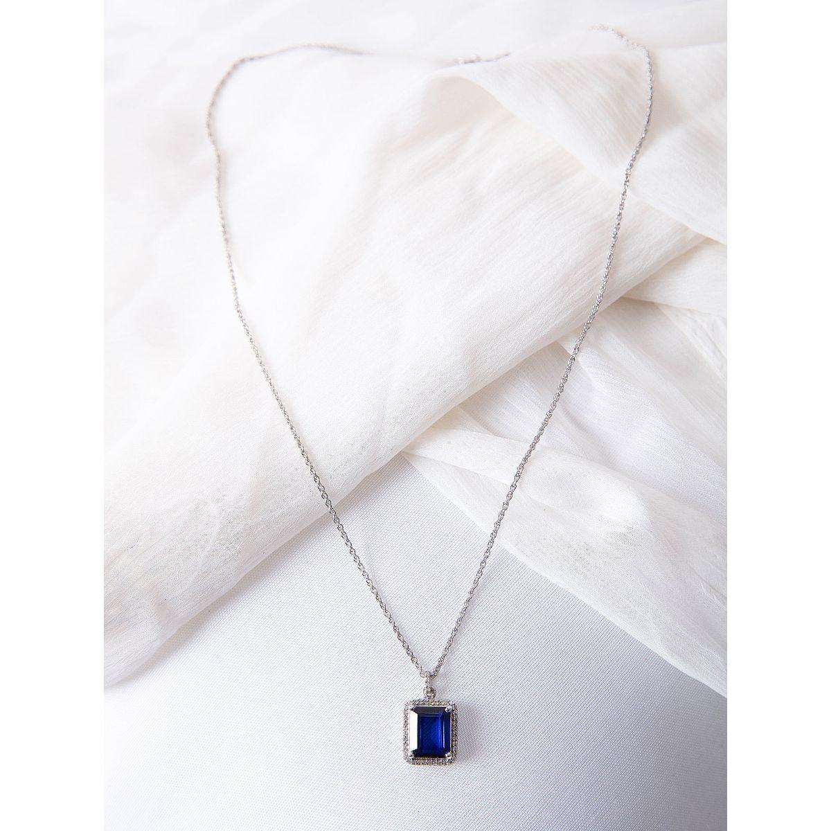 Dew by PB Sterling Silver Cubic Zirconia Midnight Blue Necklace
