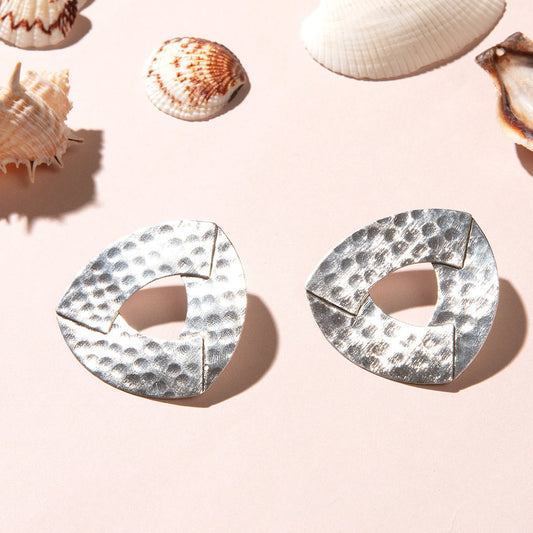 Classic Silver Plated Textured Stud Earrings