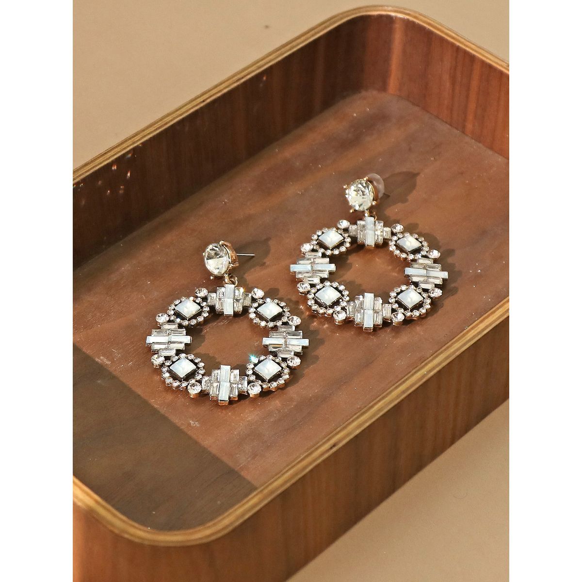 Silver Rhinestone Dangle Earrings – The Beach Company