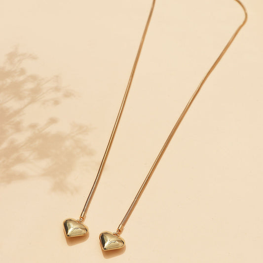 Gold Heart Lariat Necklace